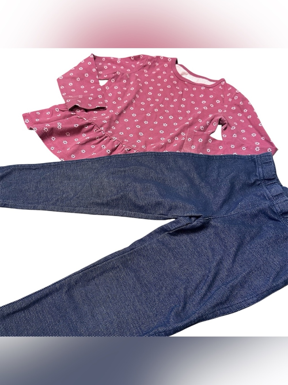 Carter's 4T Girls floral peplum long sleeve jeggings bundle set - Picture 2 of 4